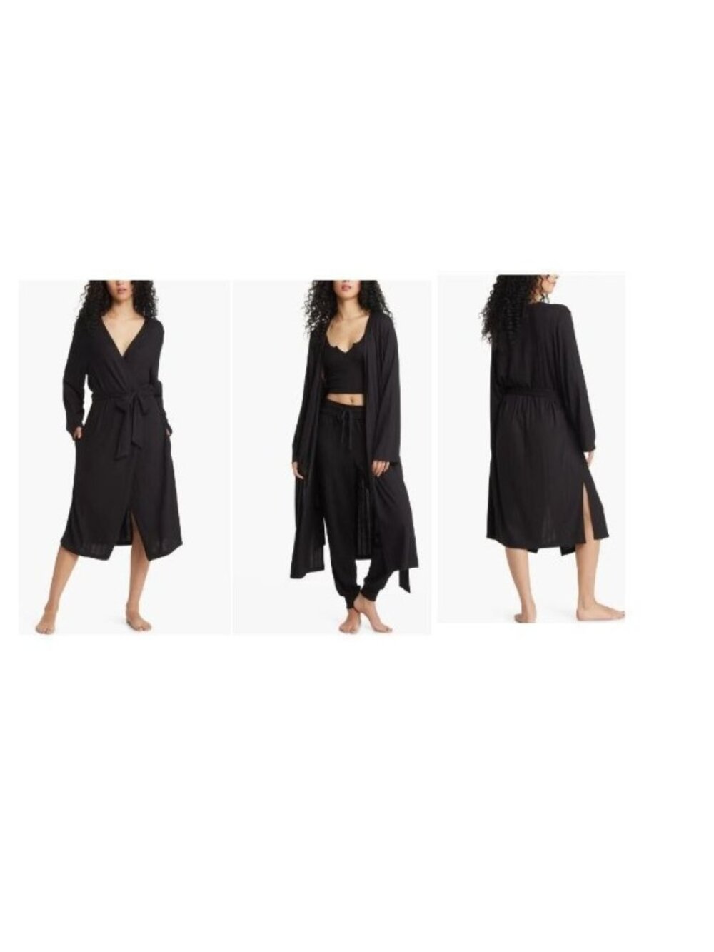 BP Women’s Knit Rib Robe In Black, S